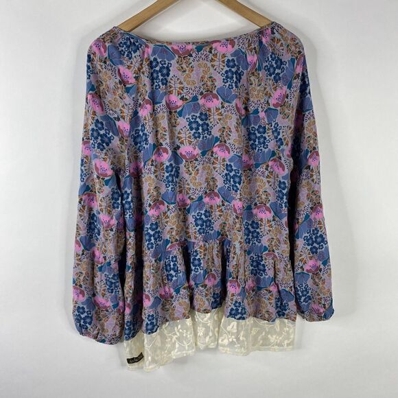 Matilda Jane Shirt Size Medium Floral Make Believe Sew Perfect Top Blouse Lace - Picture 5 of 6